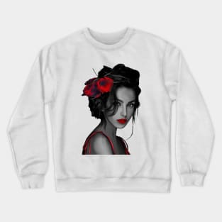 Roses In Her Hair Crewneck Sweatshirt